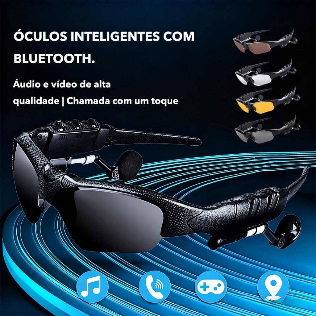 Bluetooth Áudio UV400 Óculos de Sol Unissex Som Cristal Mãos Livres Esporte Para Pedal com Música 1 Par