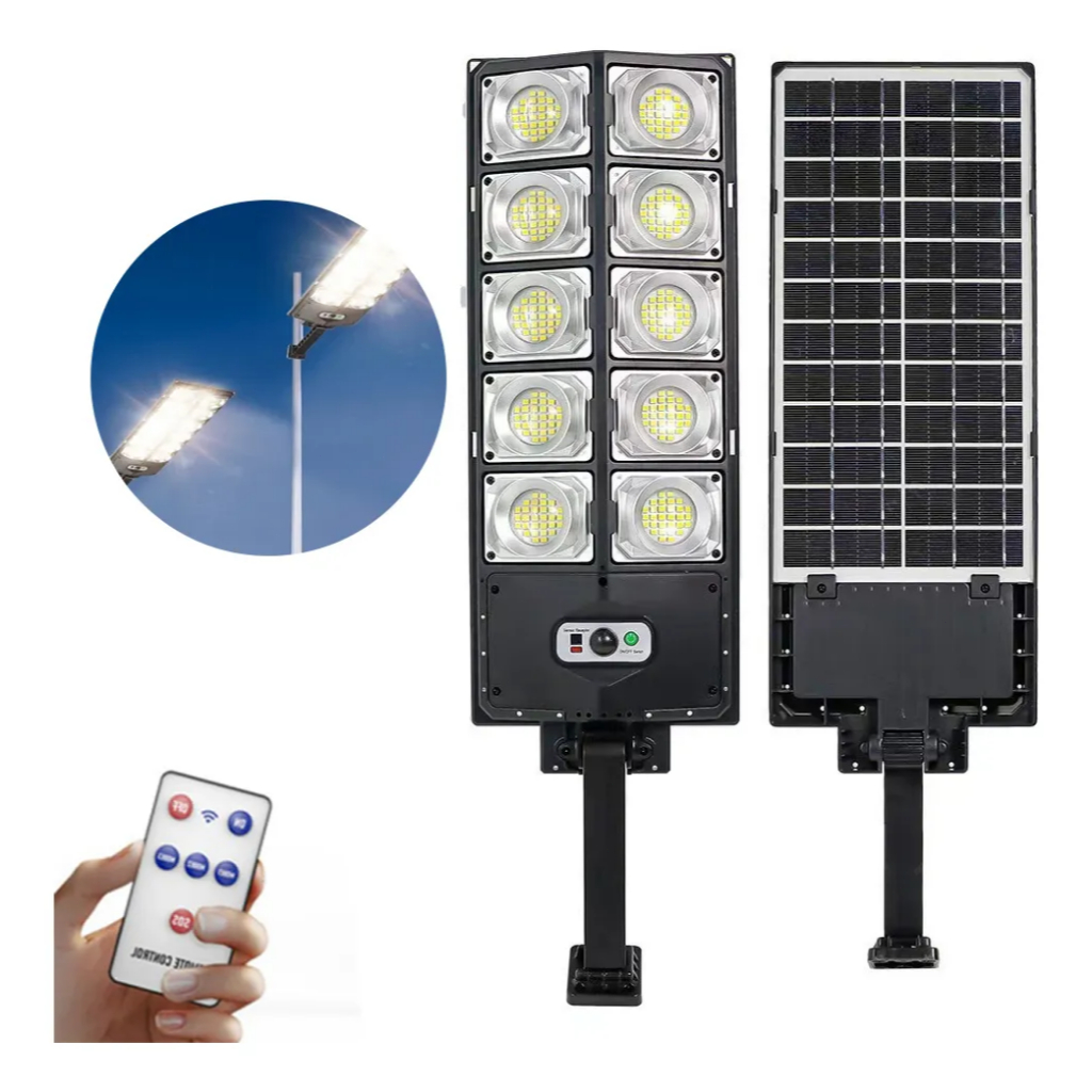 Kit 2 Refletor Solar Pólo 500w Controle Poderoso Preto Branco Frio