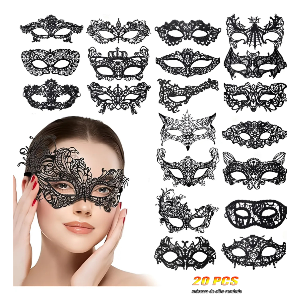 20 Máscaras De Renda Baile Fantasia Festa Carnaval Decoração