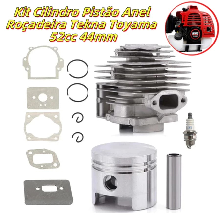Kit Cilindro Pistão Anel Roçadeira Tekna Toyama 52cc 44mm