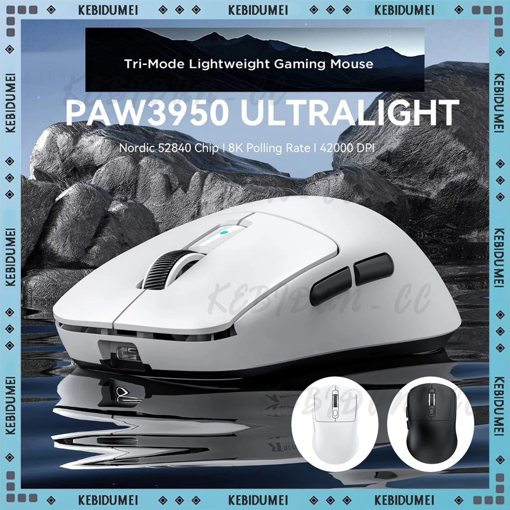 Mouse com fio / 2.4G / Bluetooth 8000 DPI Mouse de jogos Superlight Mute Mouse Tri-Mode Taxa de retorno 1000Hz PAW 3950