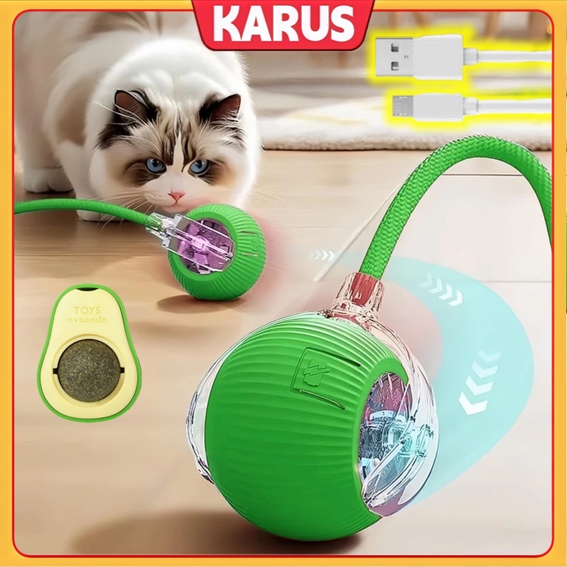 Elétrica Bola De Brinquedo Interativa Para Cães E Gatos Automática Recarregável USB 360 Graus