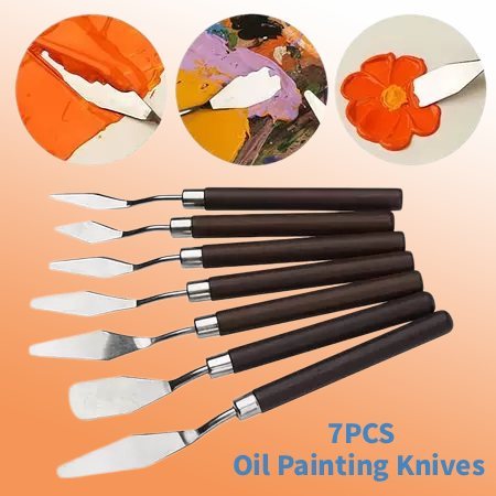 7Pcs Conjunto Faca Para Pintura A Óleo De Arte Em Aço Inoxidável Ferramentas De Desenho De Papelaria Espátula Artista