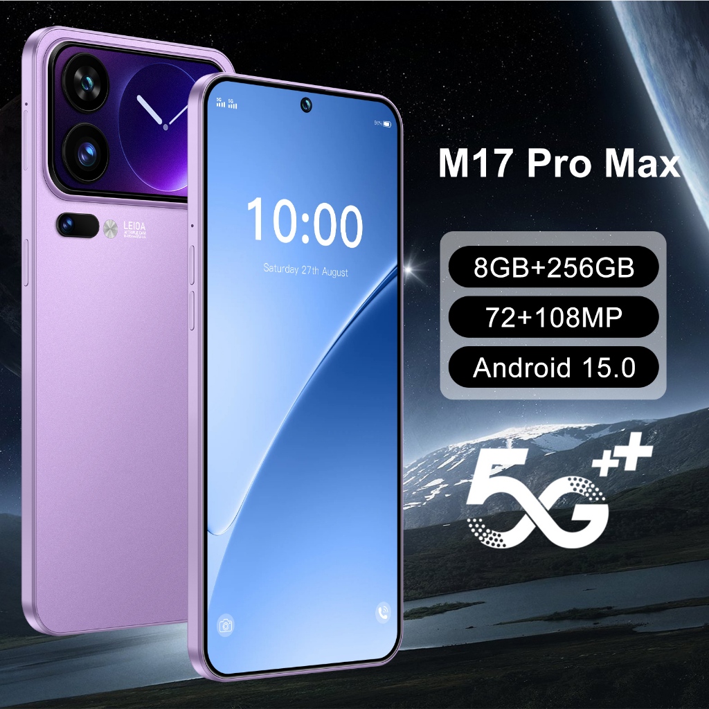 Alta Qualidade M17 Pro Max 4G/5G Novo SmartPhone Tela Ultra Clara De 6.7 Polegadas Grande Memória 8GB + 256GB