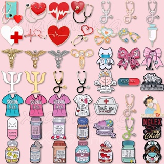 Coração Médico Estetoscópio Bandagem Esmalte Pino Órgão Pílula Bowknot Broche Lapela Crachá Acessórios Presente Para Enf em Oferta na Shopee