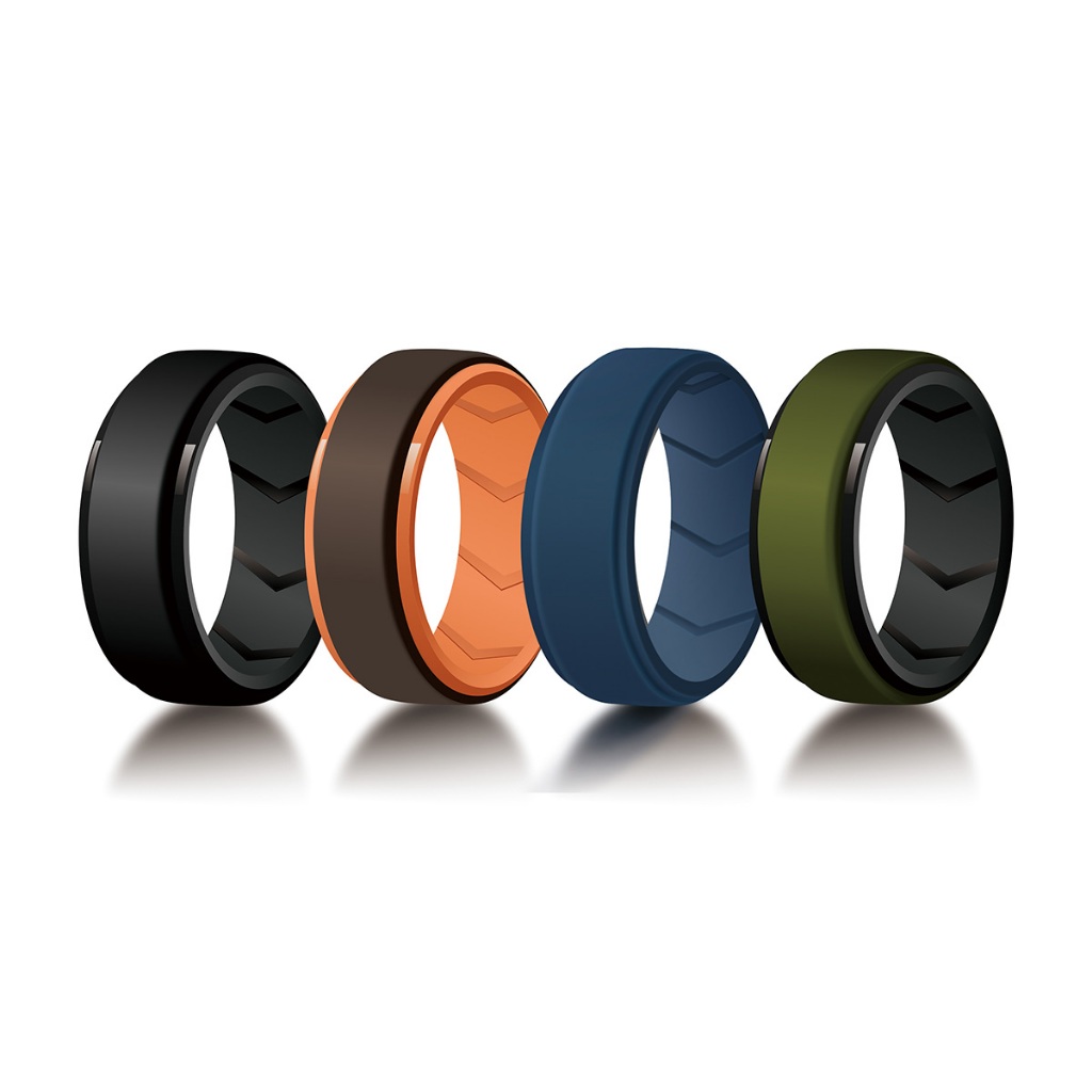 Kit 4 Anéis de Silicone Masculino Aliança de Casamento Flexível 8mm Premium - Antialérgico, Academia, Crossfit, Trabalho em Oferta na Shopee