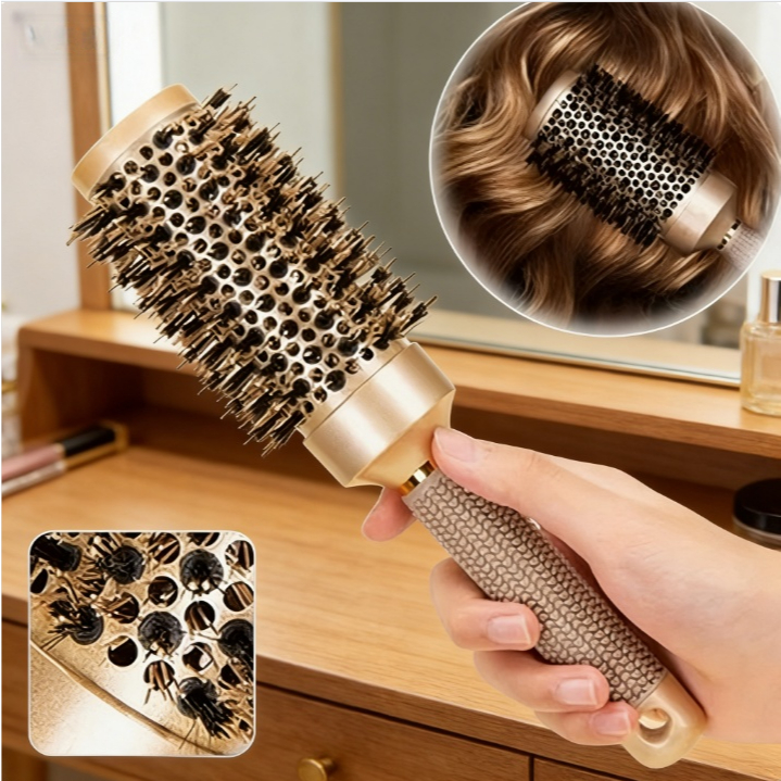 Escovas Profissionais Térmica Cerdas de Nylon E Javali Nano Tecnologia - Cor Dourada em Oferta na Shopee