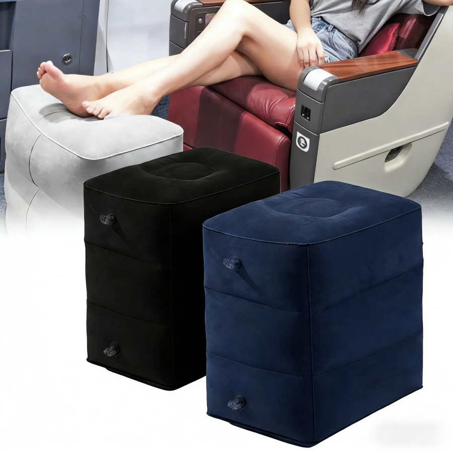 Almofada Apoio Descanso Pés Inflável Crianças Viagem Avião Carro