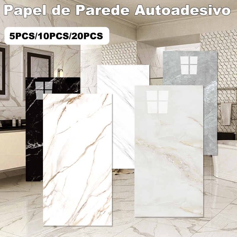 haosin Kit 5/10/20 Placas de Parede Adesivas Mármore 3D Decoração 30 x 60cm Lavável