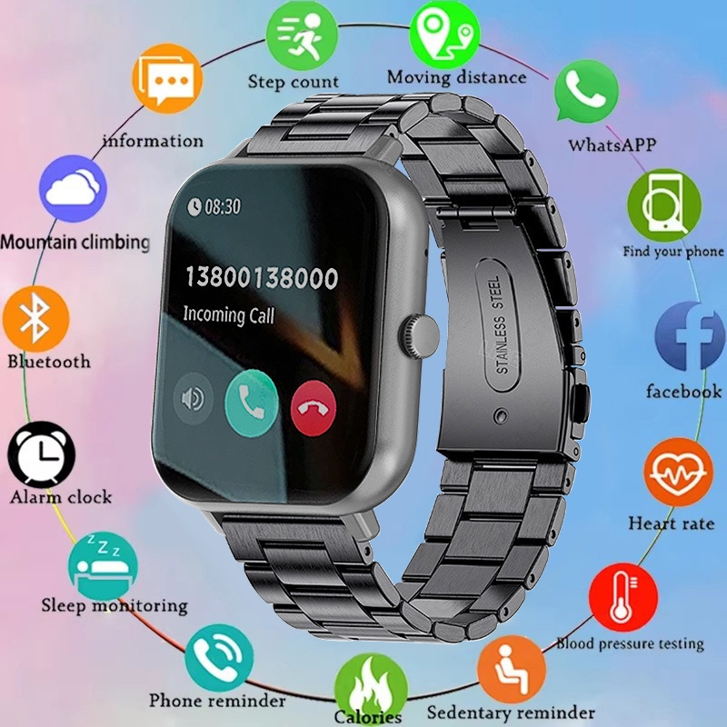 LIGE Relogio Inteligente BT Chamada De Pressão Arterial Full Touch Fitness Tracker Vida À Prova D'água