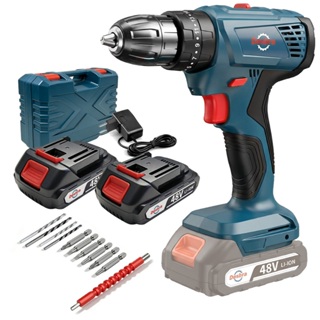 Furadeira Parafusadeira Profissional 48V Sem Escova Alto Torque Kit com 2 Baterias Carregador Rápido em Oferta na Shopee