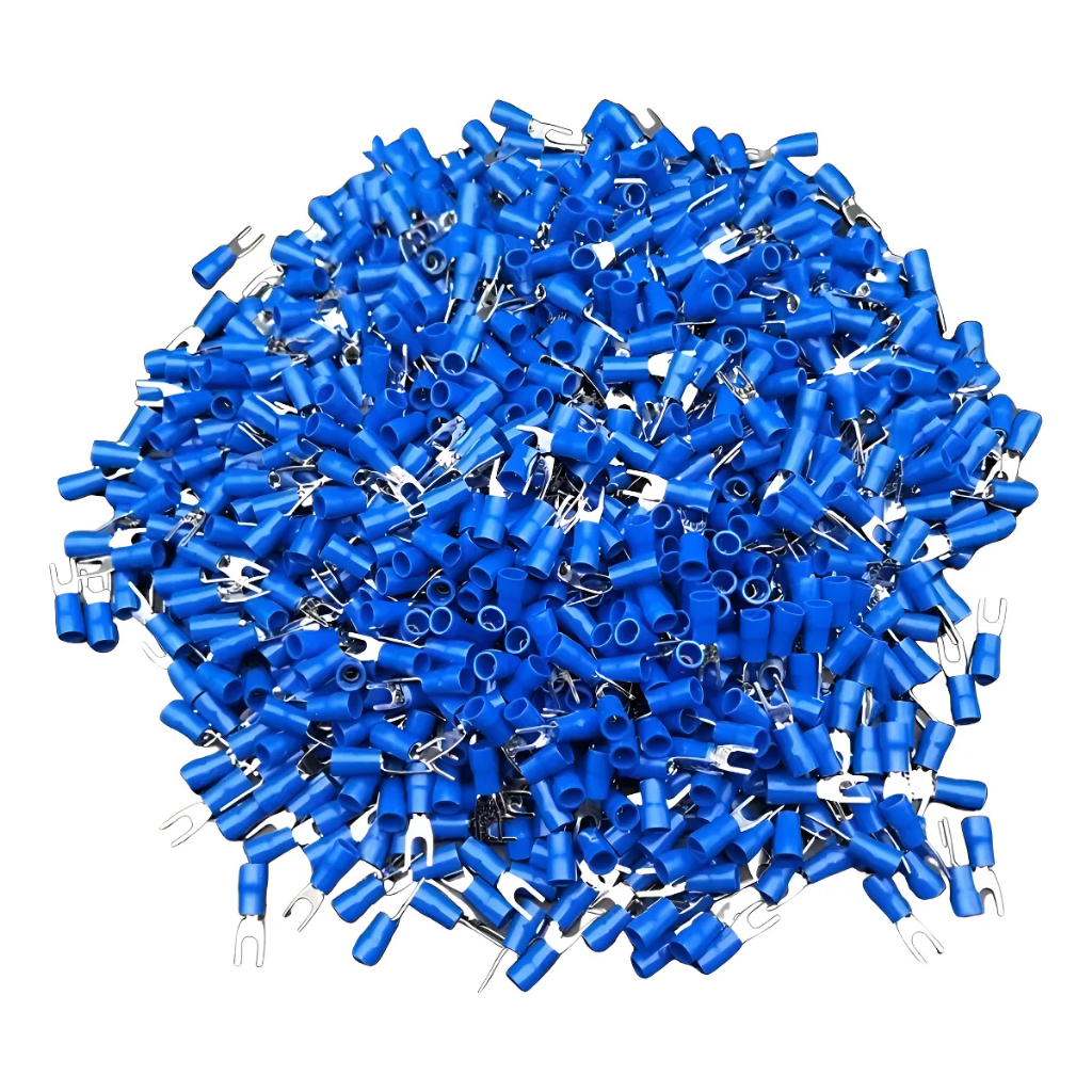 Kit 500 Terminais Ponteira Tipo Garfo Pré-isolados 1,5-2,5mm Azul