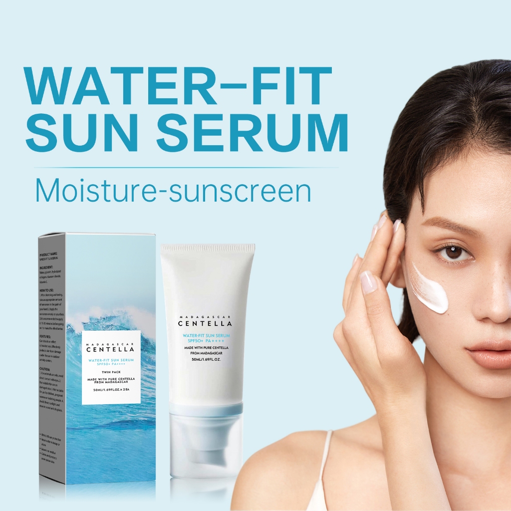 Madagascar Centella Sérum Solar Water-Fit Fps50 + PA + | Protetor Diário Leve Calmante E Hidratante 50ml x 2