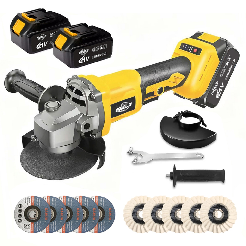 21V Esmerilhadeira Lixadeira Angular Politriz sem fio 115 mm 10000 RPM brushless+Disco Flap Feltro para  4.1/2 Pol