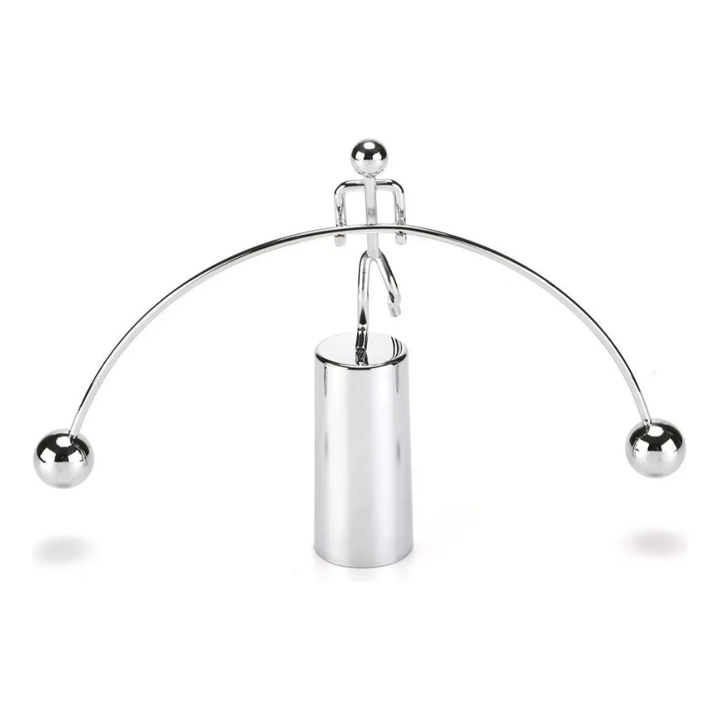 Objeto Decorativo Para Mesa,enfeite Homem Equilibrista Prateado