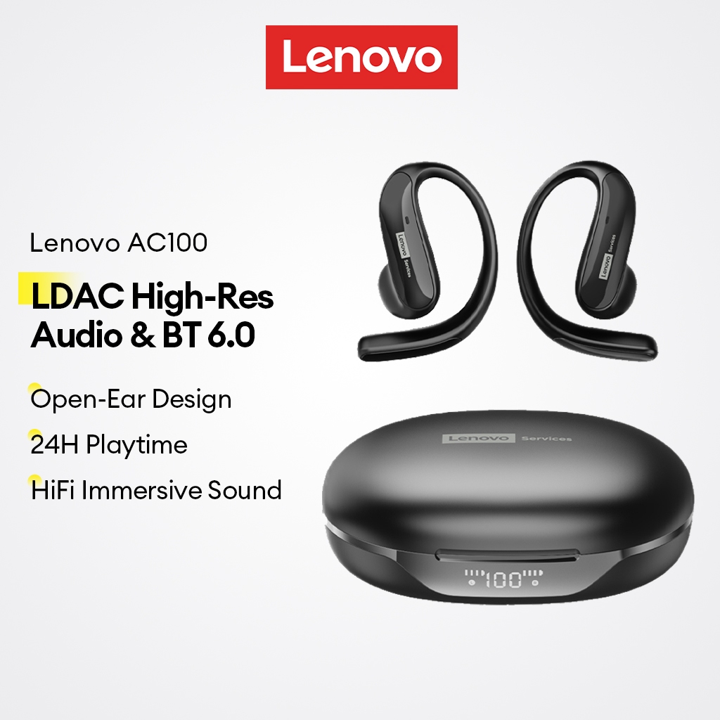Fones De Ouvido Bluetooth Lenovo AC100 E Sem Fio Abertos Com Áudio De Alta Resolução LDAC V6.0 plus 24h De Reprodução em Oferta na Shopee