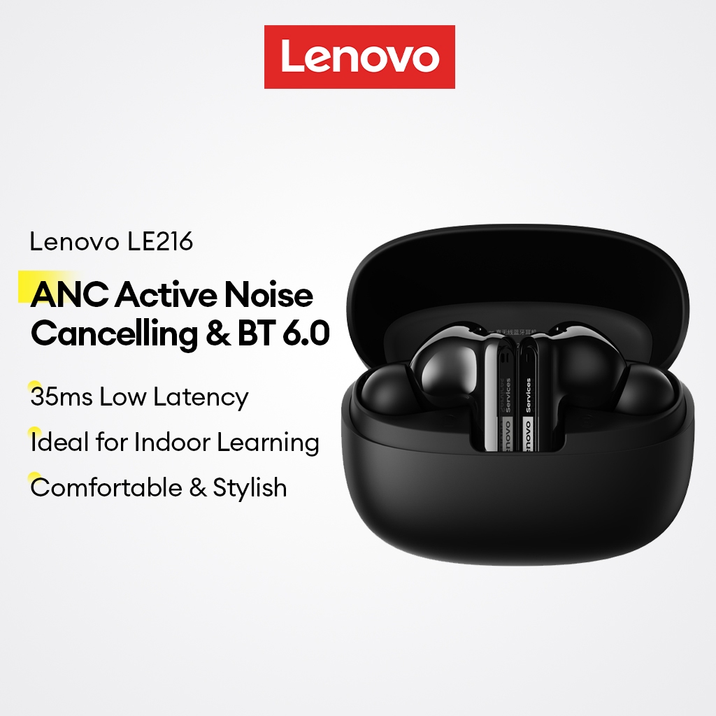 Fones De Ouvido Bluetooth Lenovo LE216 E Sem Fio ANC Com V6.0 Baixa Latência De 35 Ms Som HiFi em Oferta na Shopee