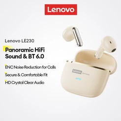 Fones De Ouvido Bluetooth Lenovo LE230 E Sem Fio Com V6.0 Som Panorâmico HiFi Mais Redução De Ruído ENC