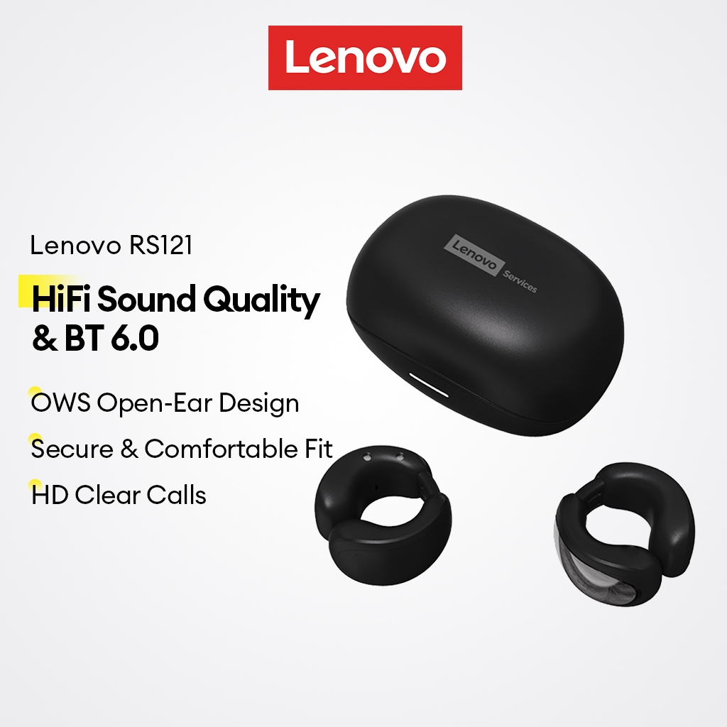 Fones De Ouvido Bluetooth Lenovo RS121 E Sem Fio OWS Com V6.0 Som HiFi Mais Design De Orelha Aberta em Oferta na Shopee