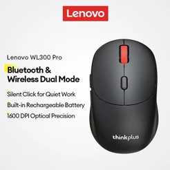 Mouse Sem Fio Lenovo WL300 Pro E Bluetooth De Modo Duplo Com 1600 DPI Clique Silencioso Bateria Recarregável