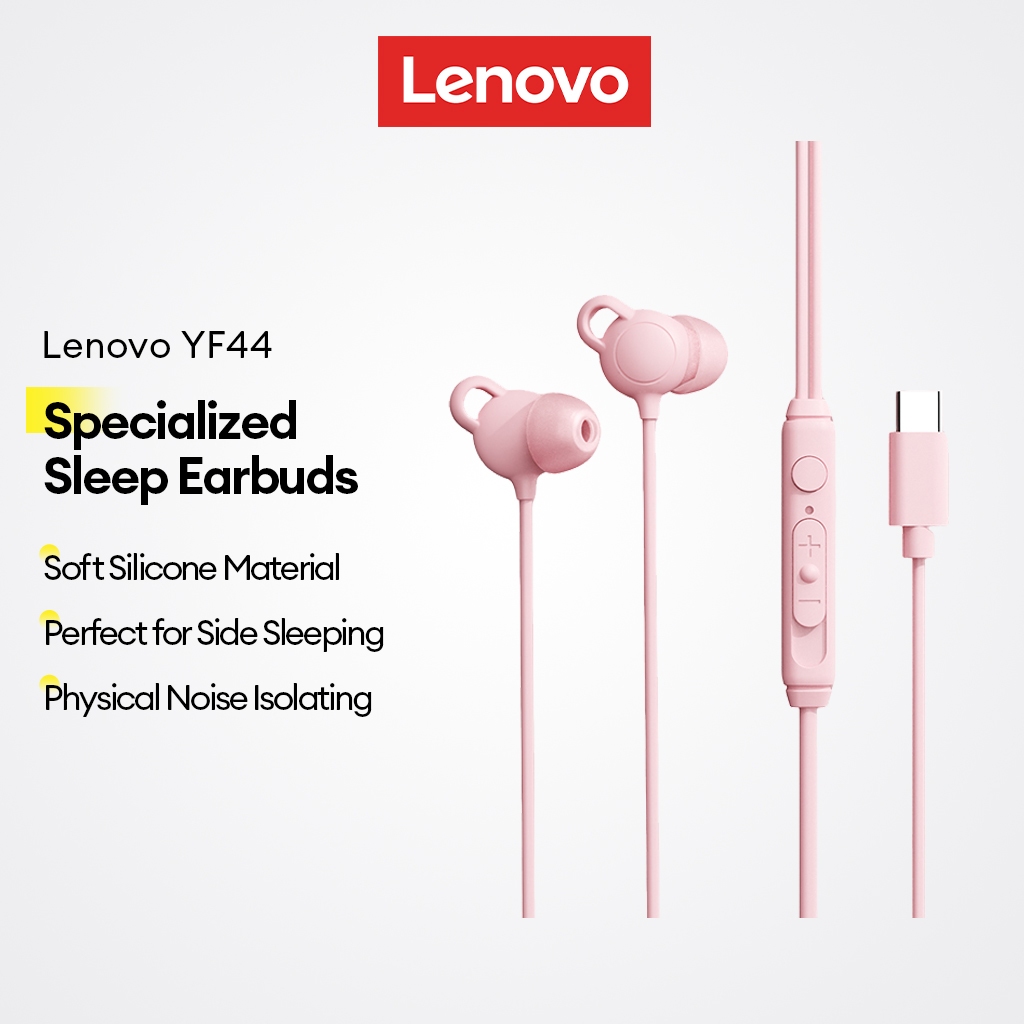 Fones De Ouvido Com Fio Lenovo YF44 E Para Dormir Isolamento De Ruído Silicone Macio Lateral