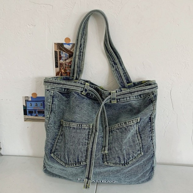 Bolsa jeans feminina estudante bolsa de ombro bolsa Crossbody de grande capacidade bolsa de lona