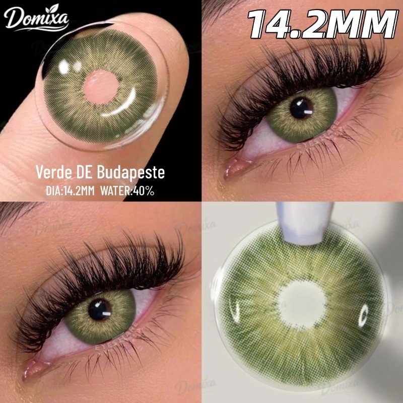 Lentes de contato de cor natural,2 lentes por embalagem,de contato descartáveis ​​anuais,de contato verdes, 14,0-14,5 mm em Oferta na Shopee