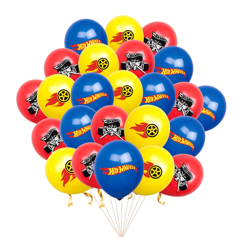 24 Peças Tema Balão De Látex Hot Wheels Decoração De Festa De Aniversário Infantil
