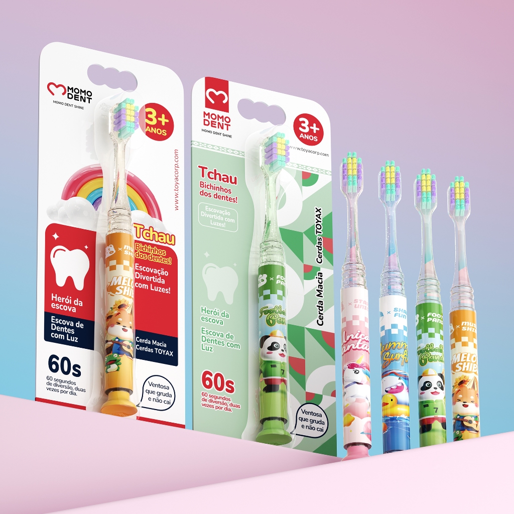 Escova Elétrica Infantil MOMO DENT +3 anos Temporizador Base Ventosa