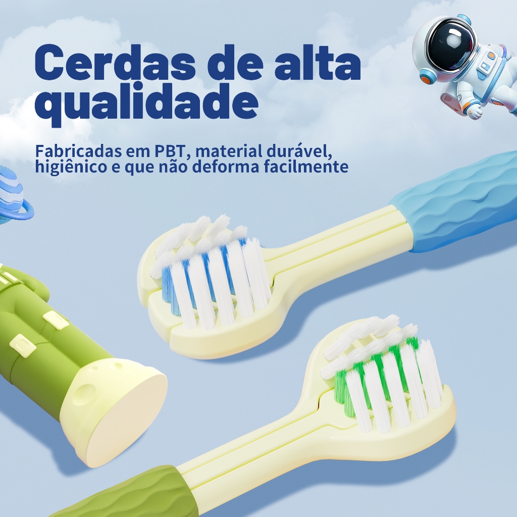 Dr.Baek Escova Dental Infantil U-Shape 3 Lados Limpa,Cerdas 0.1mm Macias+Raspador Lingua,3-12 Anos — imagem 2 de 2