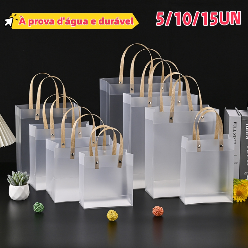 5 A 15 Sacola Plástica fosca transparente cristal emb. PVC lembrancinha presente