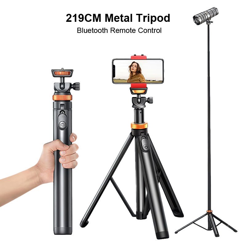 2,19M Tripé para Celular, Bastão de Selfie, Suporte Bluetooth para Smartphone, Monopé, Tripé Portátil para Viagens