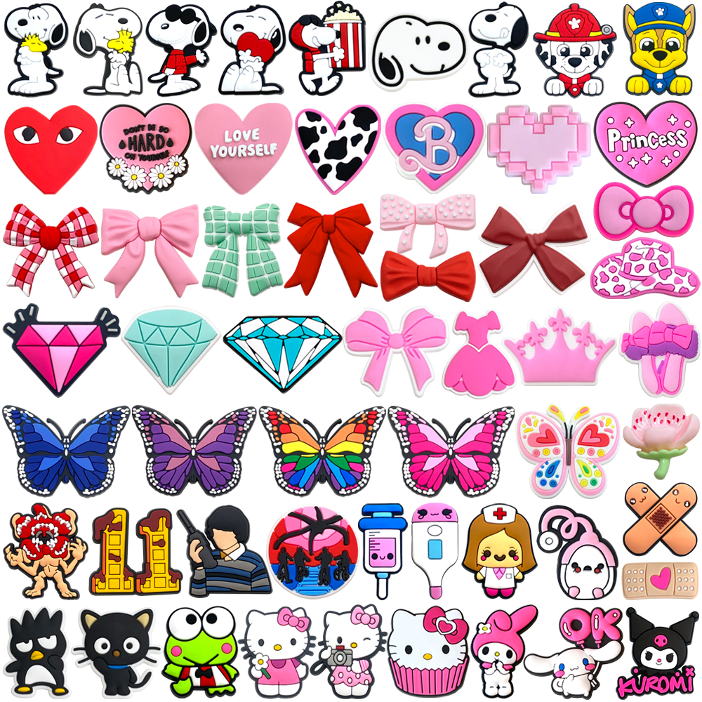 MEIDJ Shoe Charms 57 Cartoon Padrão Decorações Acessórios De PVC Com Botão