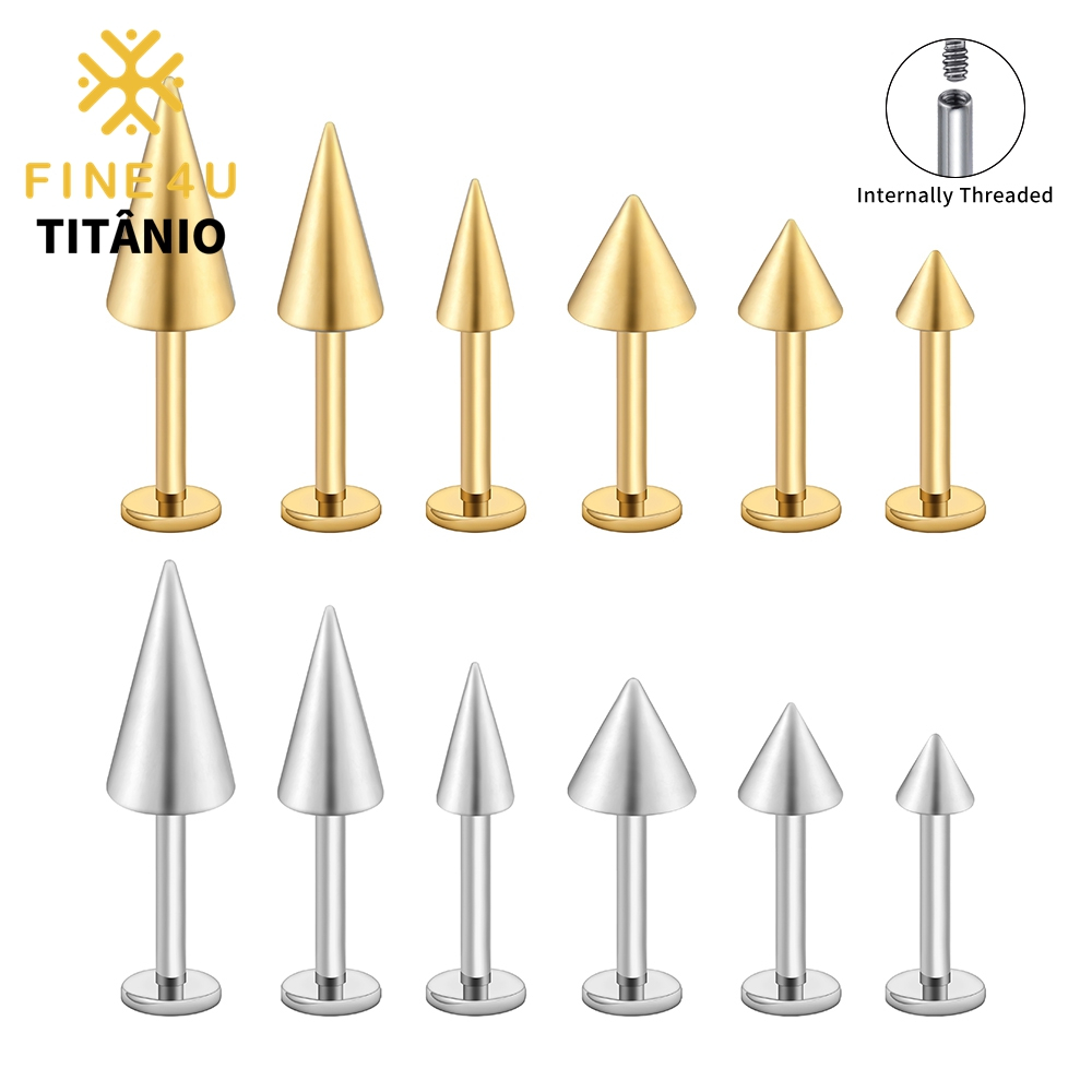 FINE4U Piercing Spike 100% Titânio ASTM F136 Hipoalergênico Labret Lóbulo Cartilagem Helix Tragus em Oferta na Shopee