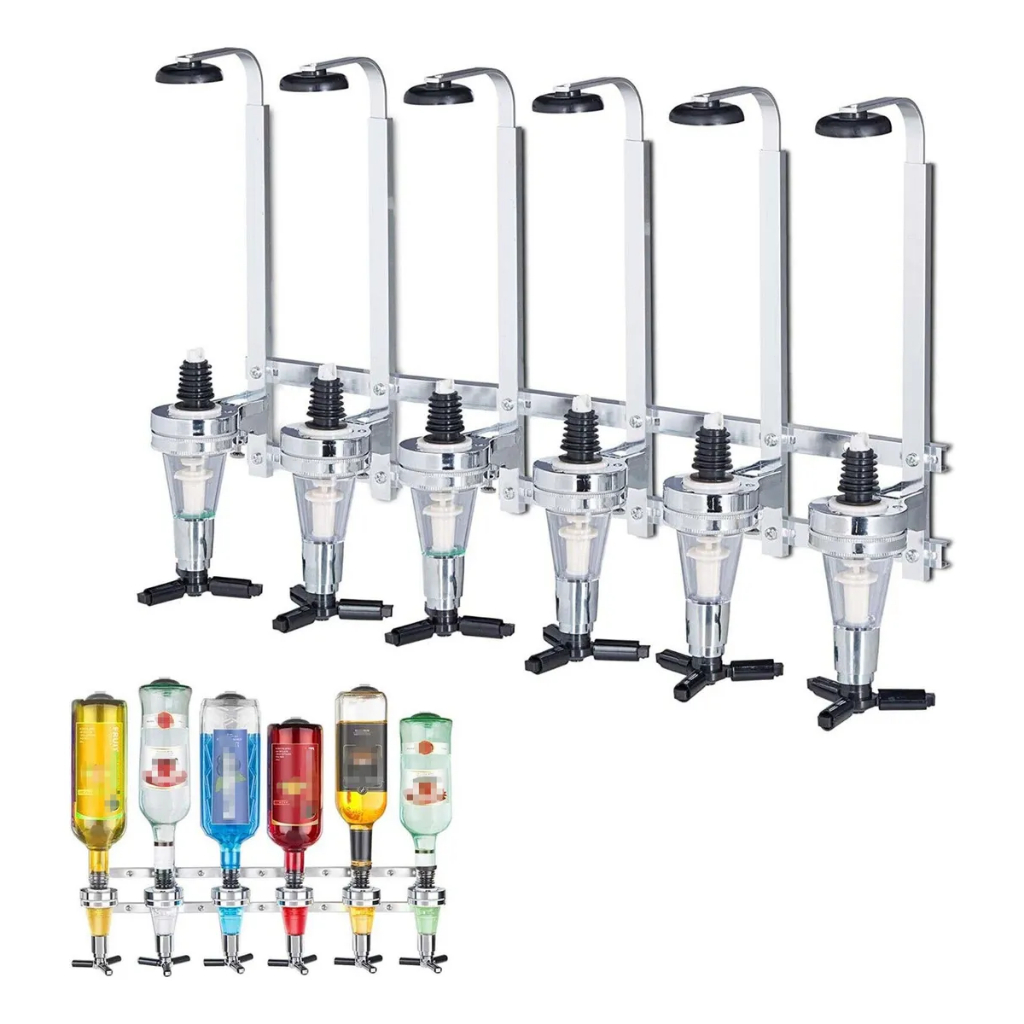 Distribuidor De Bebidas 45ml Dispensador De Parede 6garrafas Prateado