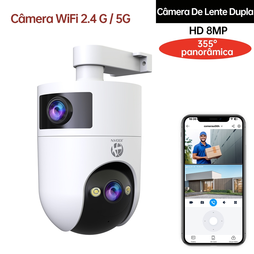 Jooan 8MP Câmera do CCTV Duplo Exterior da Lente Impermeável Auto controle Com Visão Noturna em Oferta na Shopee