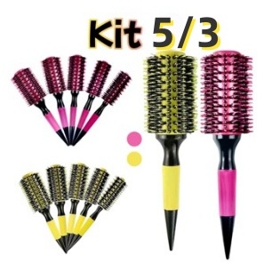 Kit 3/5 pc Escova De Cabelo Térmica Cerdas De Javali Mista Madeira em Oferta na Shopee