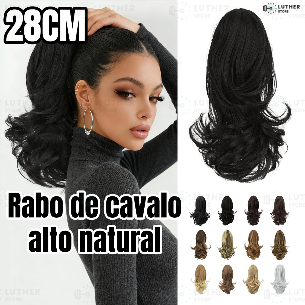 Extensão de Cabelo Sintético 28cm Curto Encaracolado Rabo de Cavalo Garra Clipe Aumenta Volume Marrom Preto em Oferta na Shopee