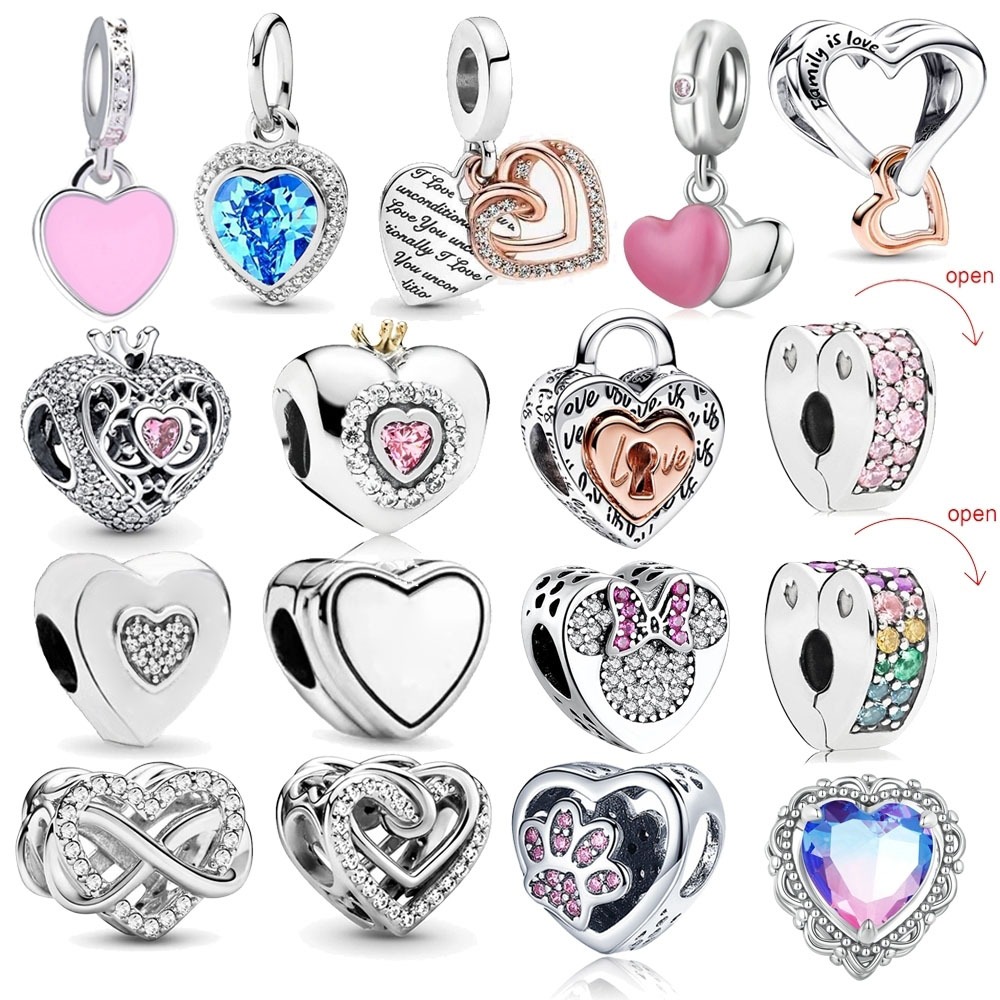 Jóias Amuletos Prata Diamantes 925 Pulseira Posicionamento Fivela Cruz Cabide Contas Podem Abrir