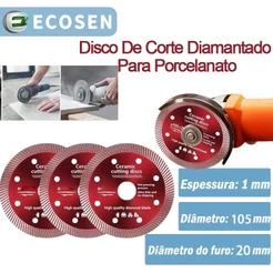 Kit3 Disco de Corte Diamantado Porcelanato 115 mm x 222 mm - 1mm A qualidade Para envio imediato