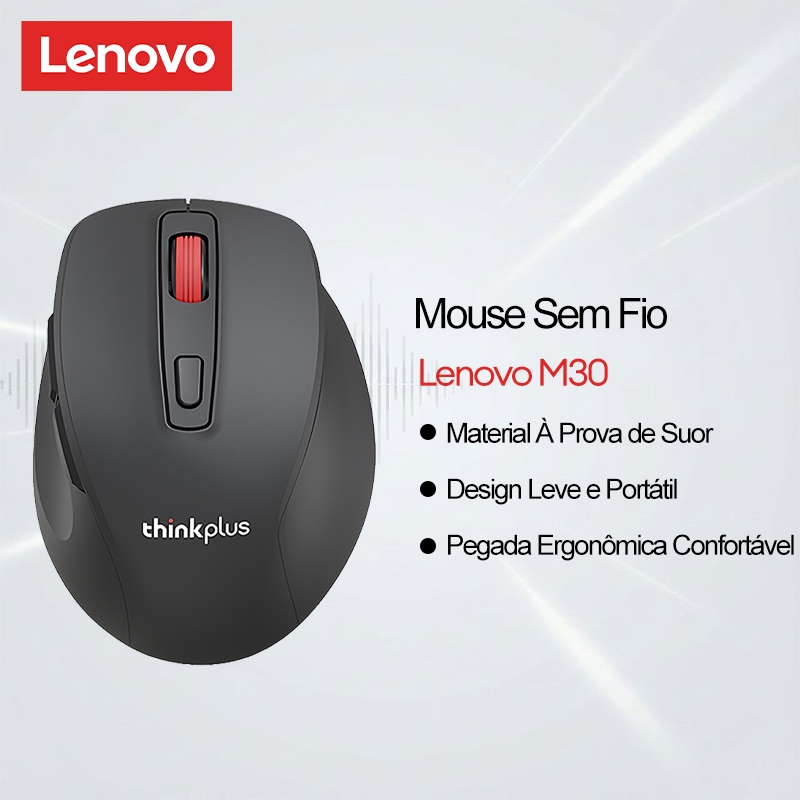 Lenovo M30 Wireless Mouse para PC Computer Office com Design Leve Pegada Confortavel e Resistente ao Suor