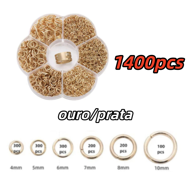 Kit De Argola Elo Metal Materiais Para Fazer Joia 1400pcs