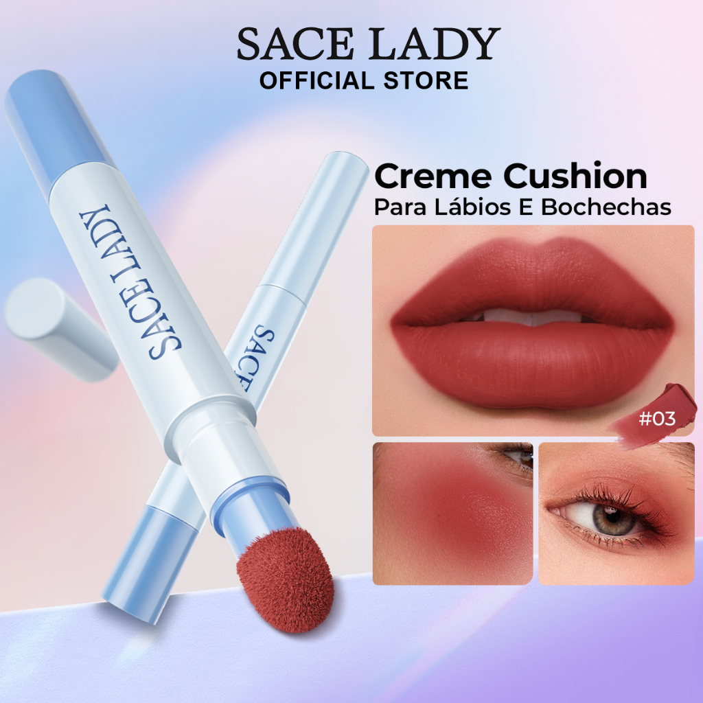 Cushion Labial SACE LADY Textura Creme em Pó com Acabamento Mate de Longa em Oferta na Shopee