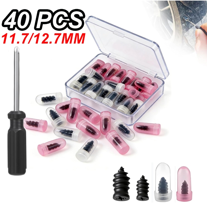kit 40 de pregos de reparo de pneus a vácuo universal para motocicletas e carros