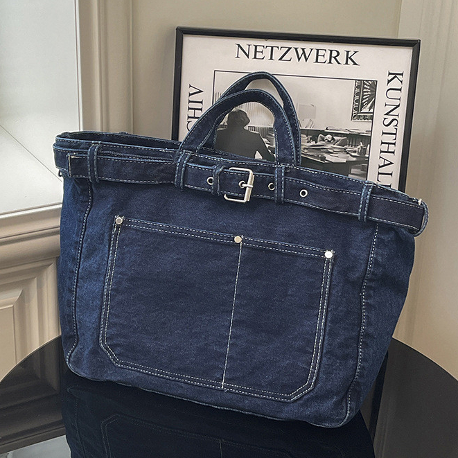 Bolsa jeans feminina novo estilo leve bolsa de ombro Crossbody bolsa de grande capacidade bolsa de lona