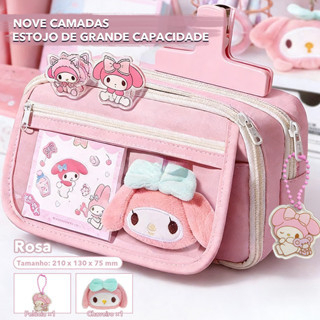 Estojo Escolar My Melody Pink , Grande Capacidade De 9 Camadas , Organizador De Lápis Durável Para Volta Às Aulas em Oferta na Shopee