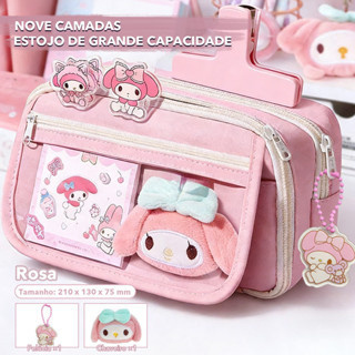 Estojo Escolar My Melody Pink , Grande Capacidade De 9 Camadas , Organizador De Lápis Durável Para Volta Às Aulas em Oferta na Shopee