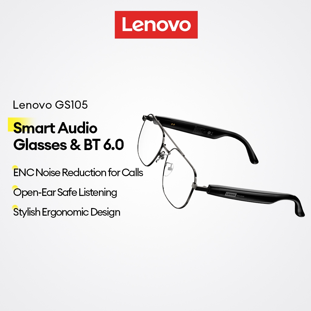 Óculos Inteligentes Lenovo GS105 E De Áudio Sem Fio Com Alto-Falante Aberto Bluetooth V6.0 plus ENC Redução De Ruído em Oferta na Shopee