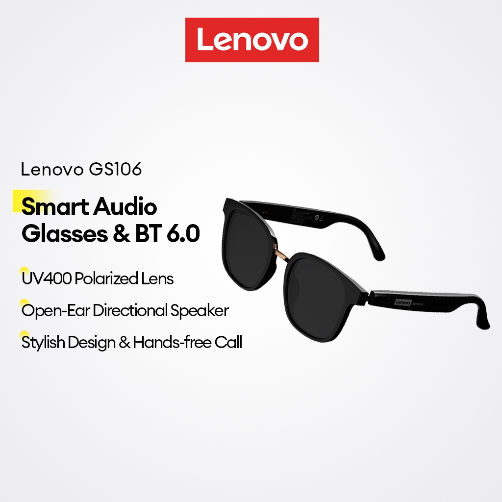 Óculos Inteligentes Lenovo GS106 E De Áudio Sem Fio Com Alto-Falante Aberto Lente Polarizada Bluetooth V6.0 plus UV400 em Oferta na Shopee