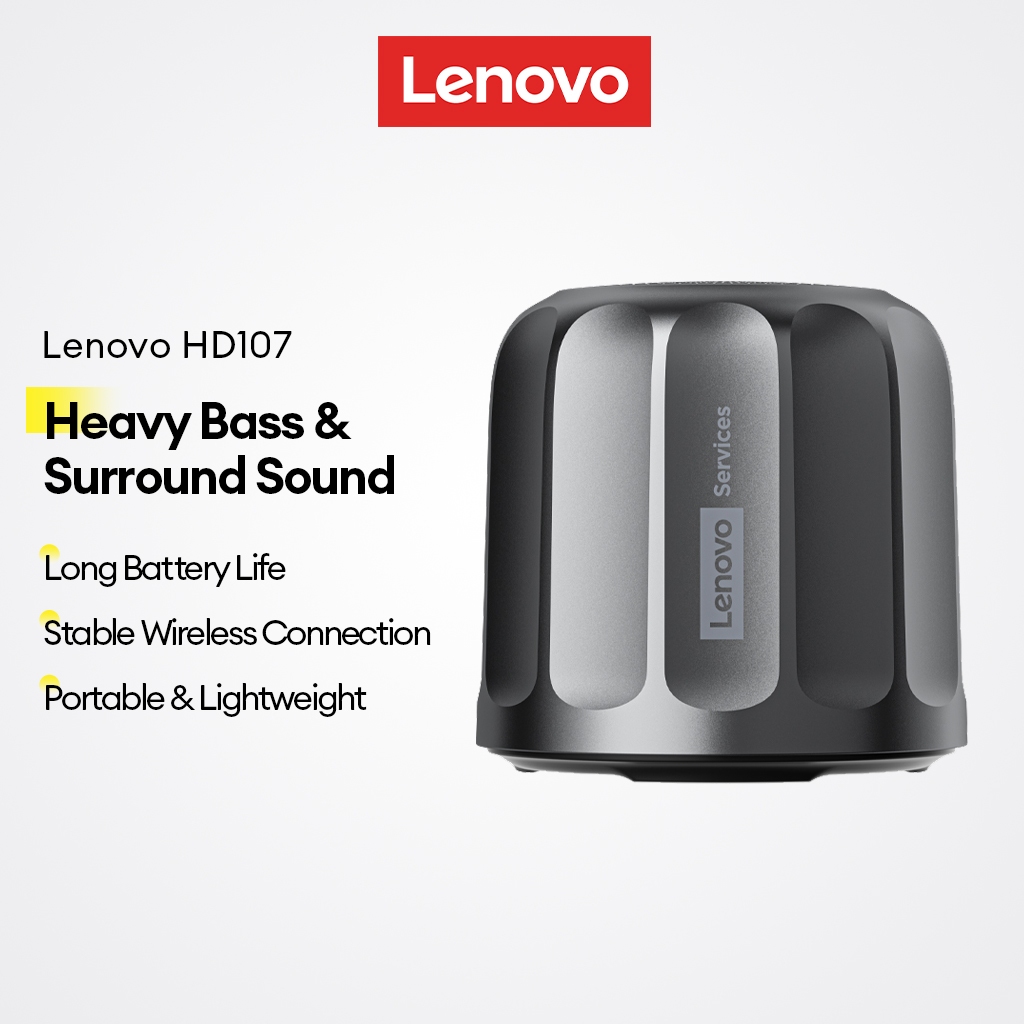 Alto-Falante Bluetooth Lenovo HD107 E Portátil Sem Fio Com Som Surround Graves Pesados Bateria De Longa Duração